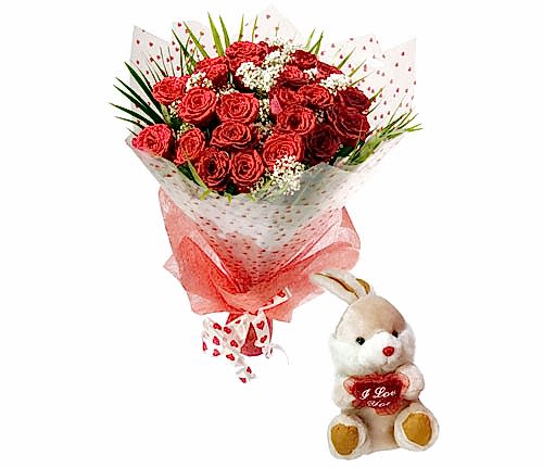 Ankara Sincan �i�ek�i firma �r�n�m�z 11 adet k�rm�z� g�l buketi ve oyuncak Ankara Yenimahalle �i�ek�i firma �r�n�m�z