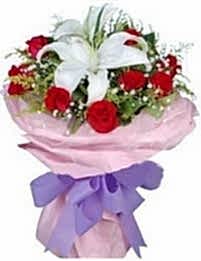 9 adet kirmizi g�l 1 adet kazablanka buketi