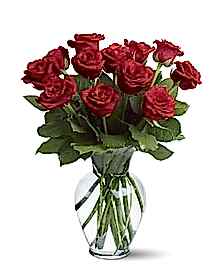 cam yada mika vazoda 10 kirmizi g�l