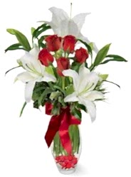 5 adet kirmizi g�l ve 3 kandil kazablanka