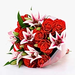 3 dal kazablanka ve 11 adet k�rm�z� g�l