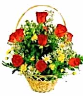 9 adet g�l ve sepette k�r �i�ekleri Ankara internetten �i�ek sat���