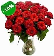 Vazo i�erisinde 25 adet k�rm�z� g�l Ankara cicek , cicekci