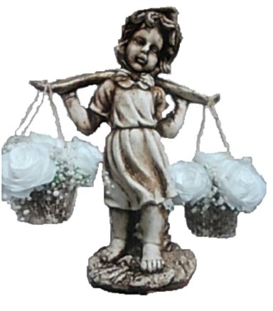 50 cm y�ksekli�inde biblo k�z bebek ve 10 adet beyaz g�l