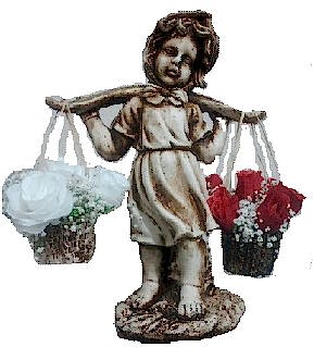 50 cm y�ksekli�inde biblo k�z bebek ve 5 adet k�rm�z� g�l 5 adet beyaz g�l